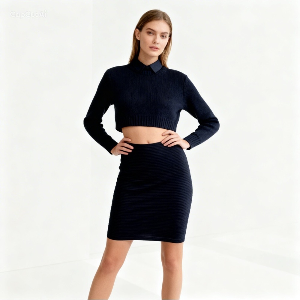 Aritzia Wilfred free black mini stretchy pencil skirt with side zipper